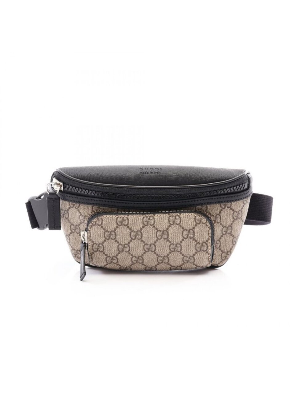 Gucci Waist Bag GG Supreme Beige Brown Black Leather Small